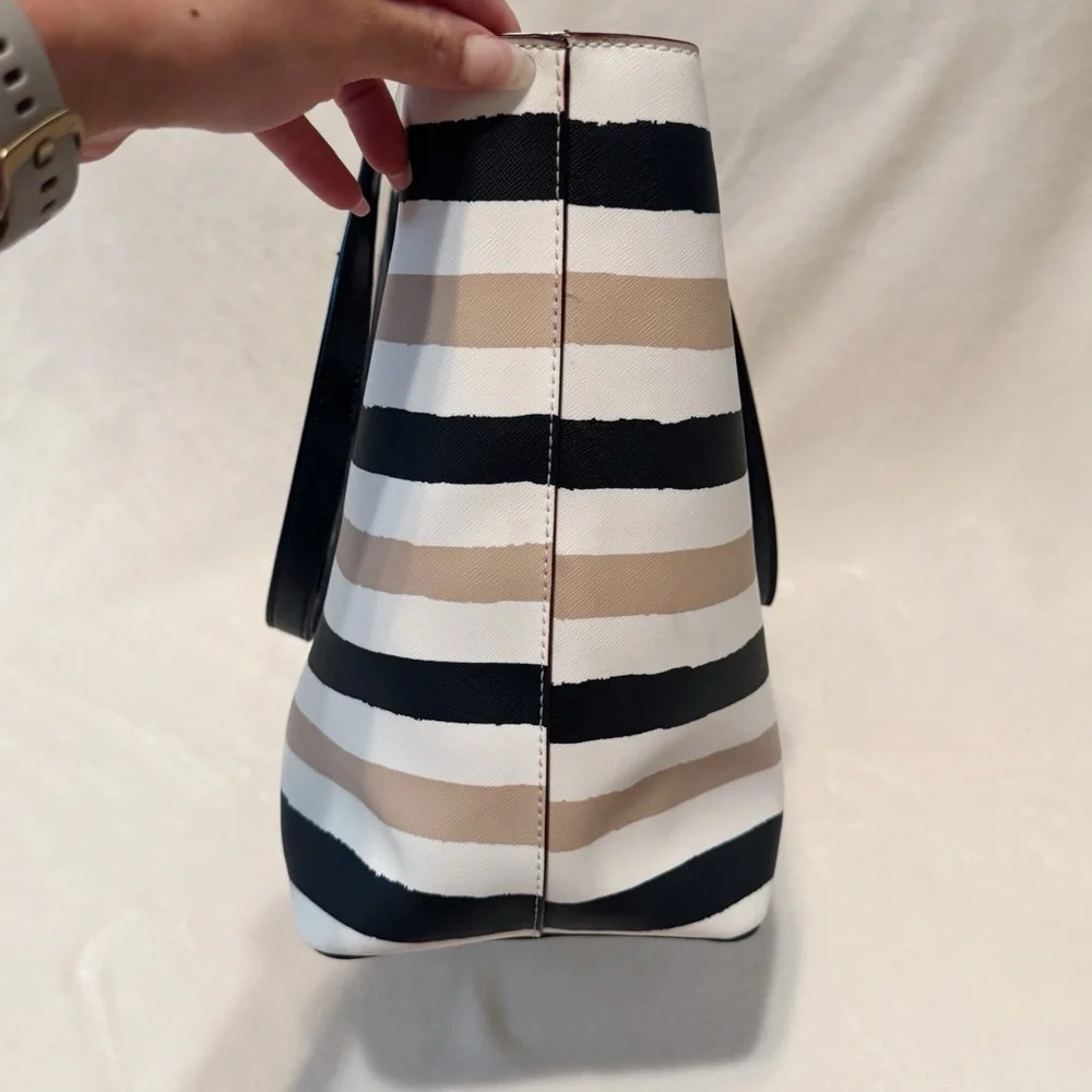 Kate Spade Grant Street Jules Large Tote Grainy Vinyl Striped Bag